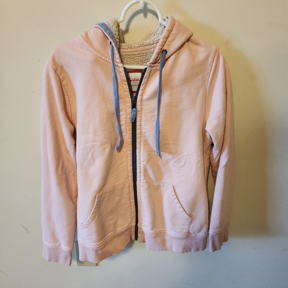 Boden Fleece Lined Pink Zip-Up Hoodie